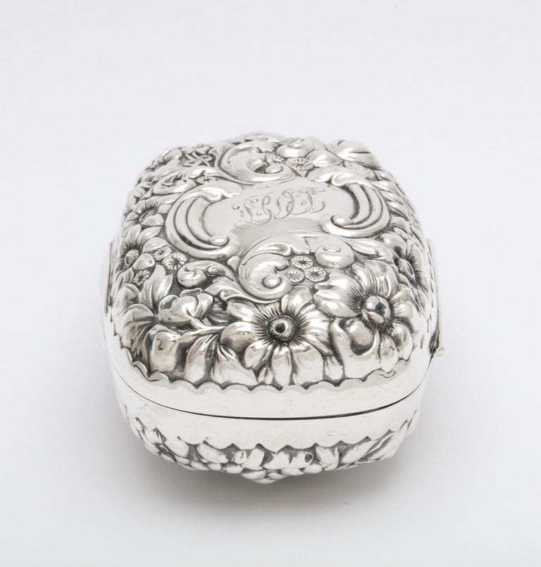 Victorian Period Sterling Silver Soap Box with Hinged Lid, Gorham In Good Condition In New York, NY
