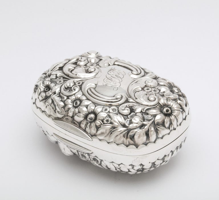 Late 19th Century Victorian Period Sterling Silver Soap Box with Hinged Lid, Gorham