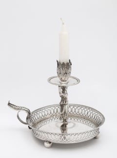 Victorian Period Sterling Silver Spanish Chamberstick on Ball Feet by Paulino