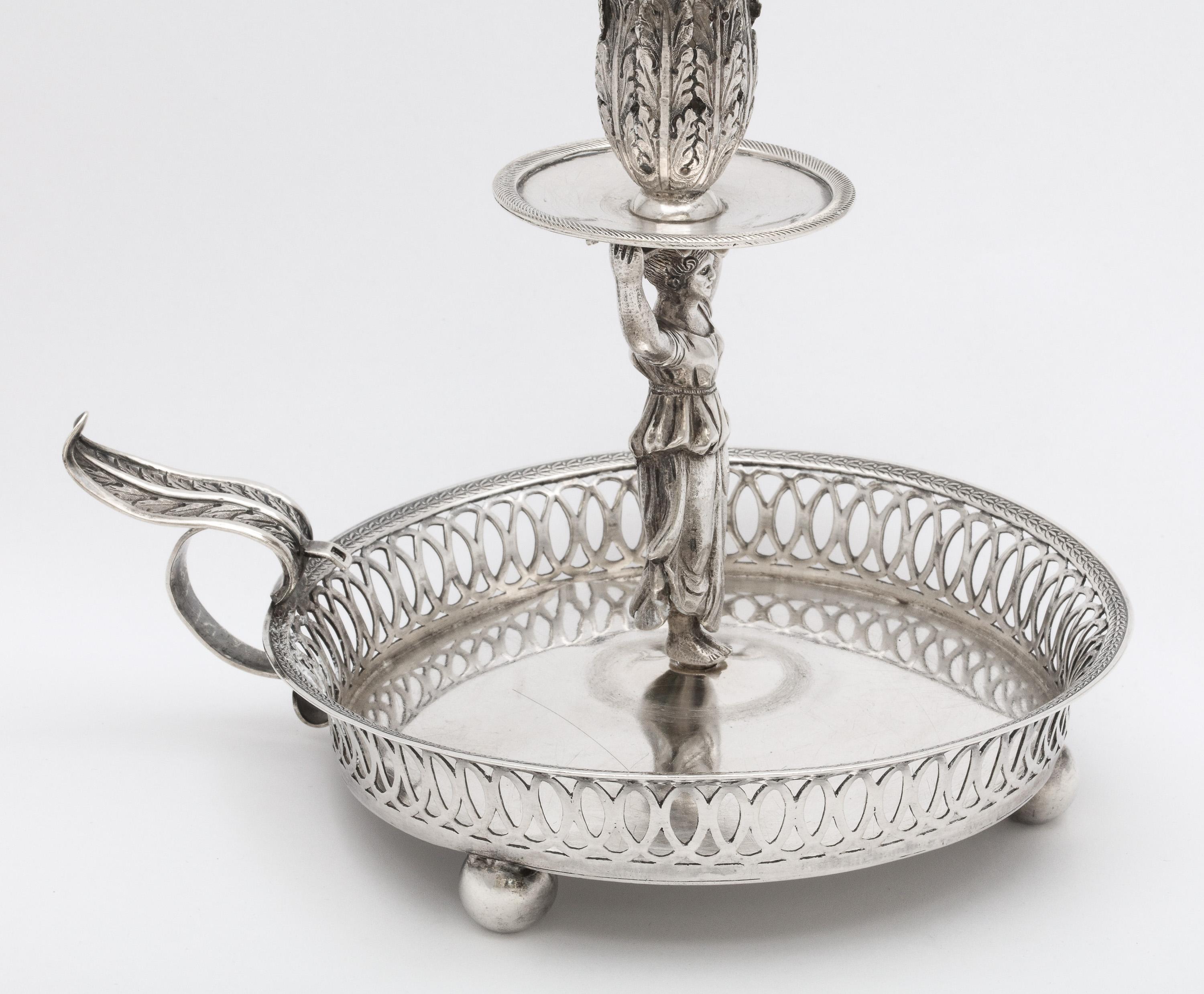 Victorian Period Sterling Silver Spanish Chamberstick on Ball Feet by Paulino In Good Condition In New York, NY