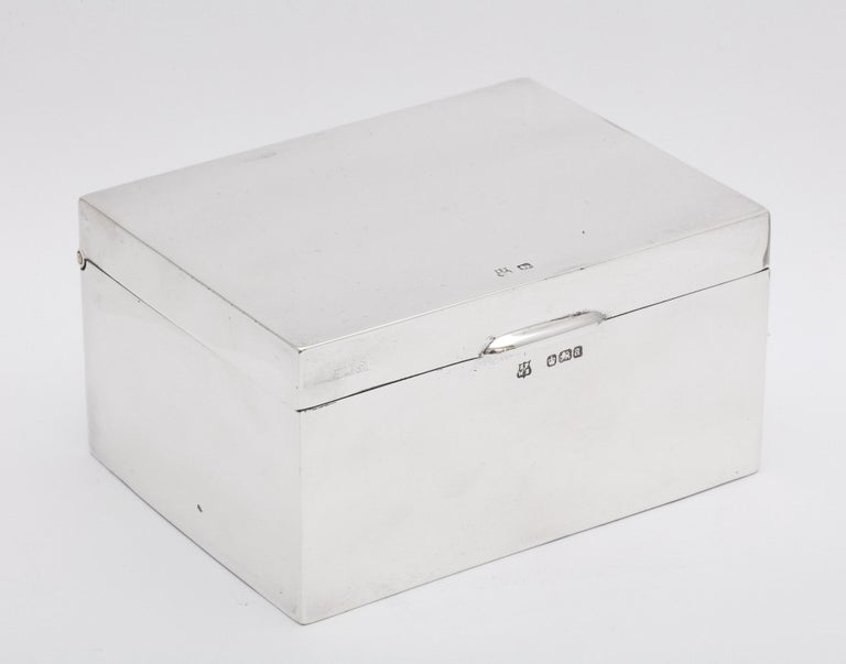English Victorian Period Sterling Silver Table Box with Hinged Lid For Sale