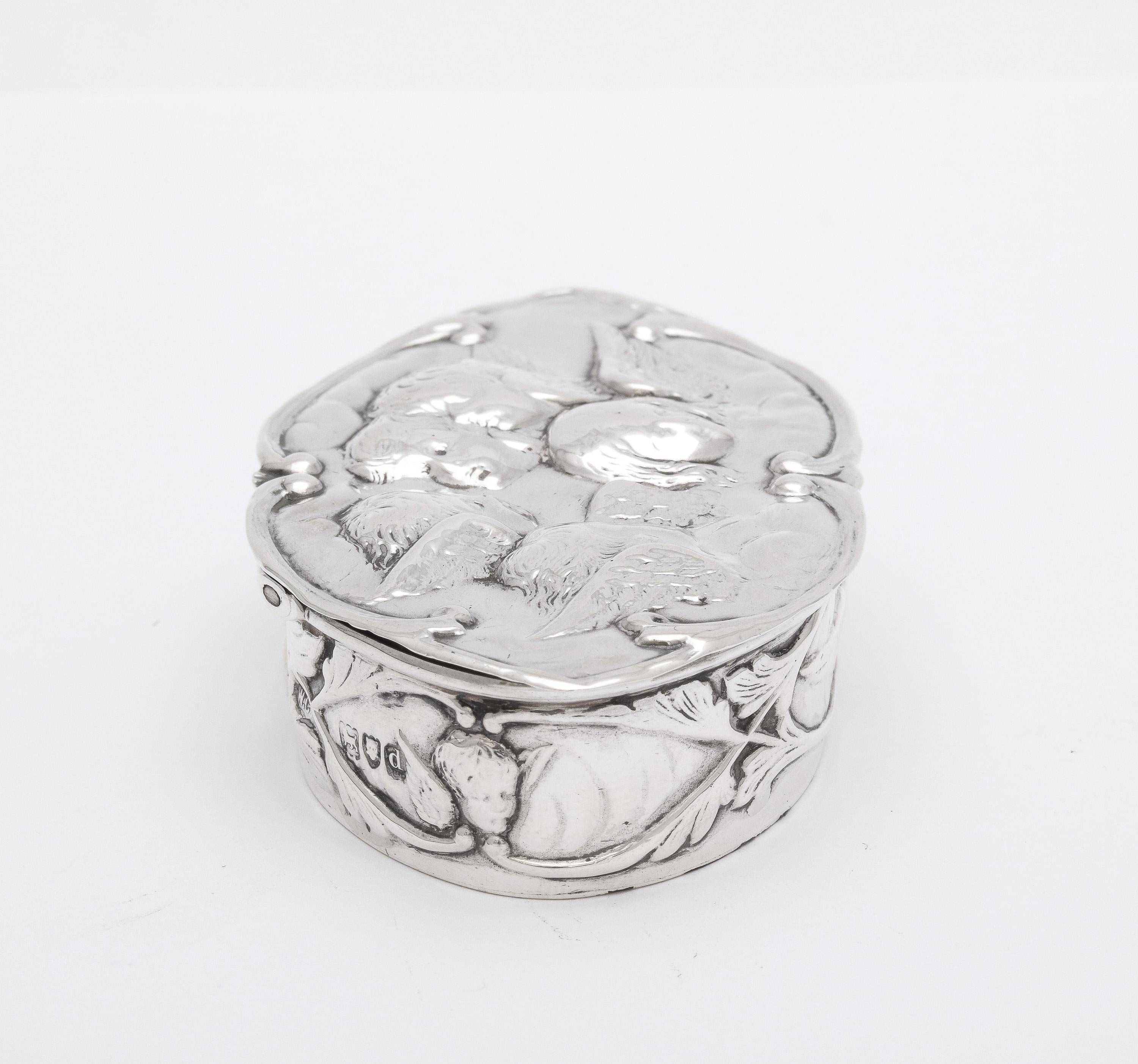 Late 19th Century Victorian Period Sterling Silver Trinkets Box With Hinged Lid by William Comyns