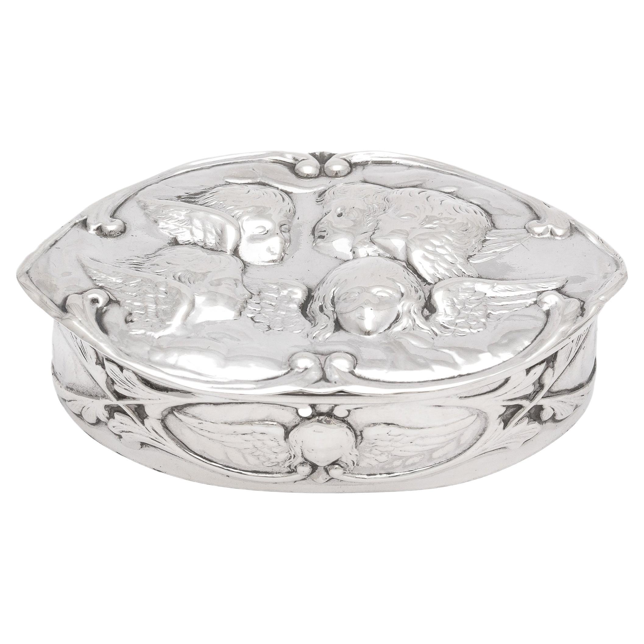 Victorian Period Sterling Silver Trinkets Box With Hinged Lid by William Comyns