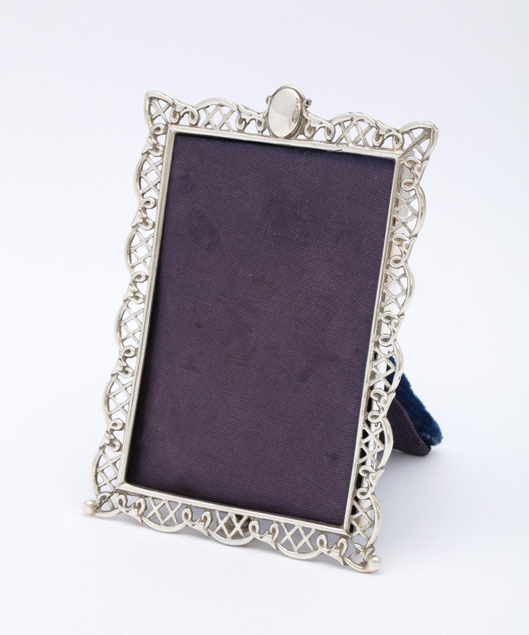 English Victorian Period Sterling Silver Wire Picture Frame For Sale