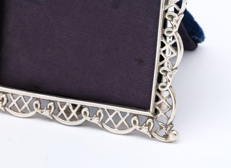 Late 19th Century Victorian Period Sterling Silver Wire Picture Frame For Sale