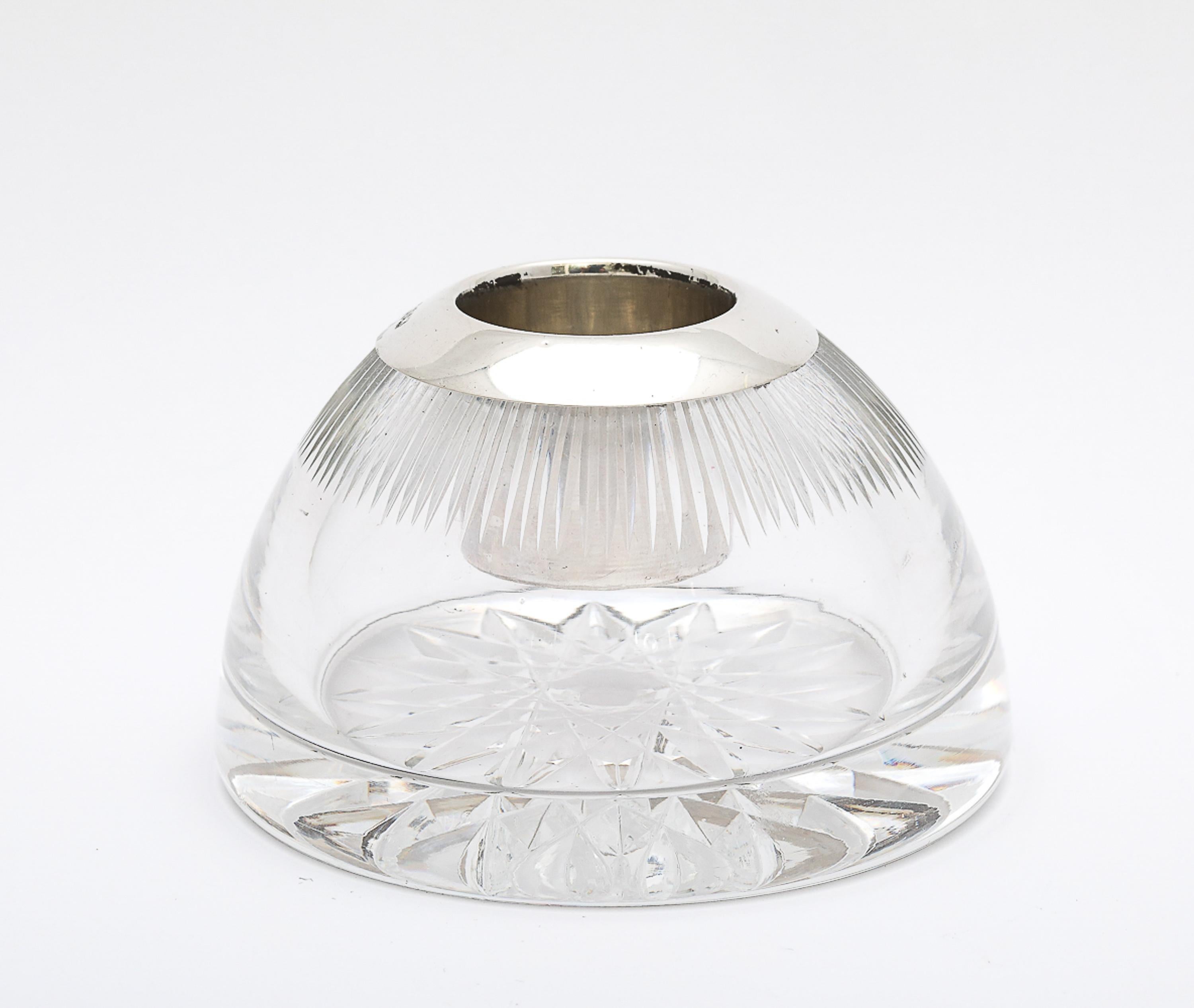 Victorian Period Unusual Sterling Silver-Mounted Cut Crystal Match Striker For Sale 5