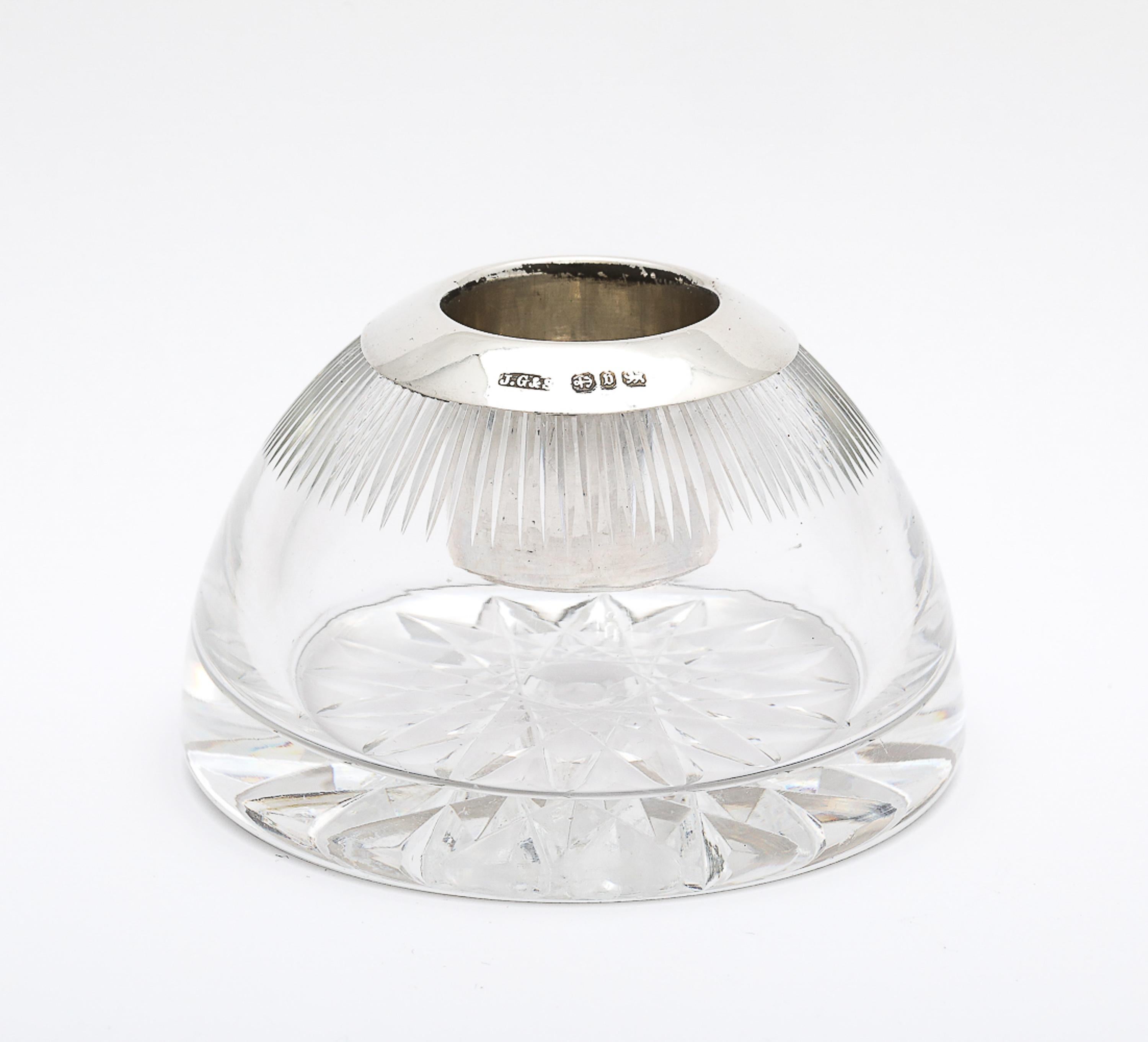 Victorian Period Unusual Sterling Silver-Mounted Cut Crystal Match Striker For Sale 6