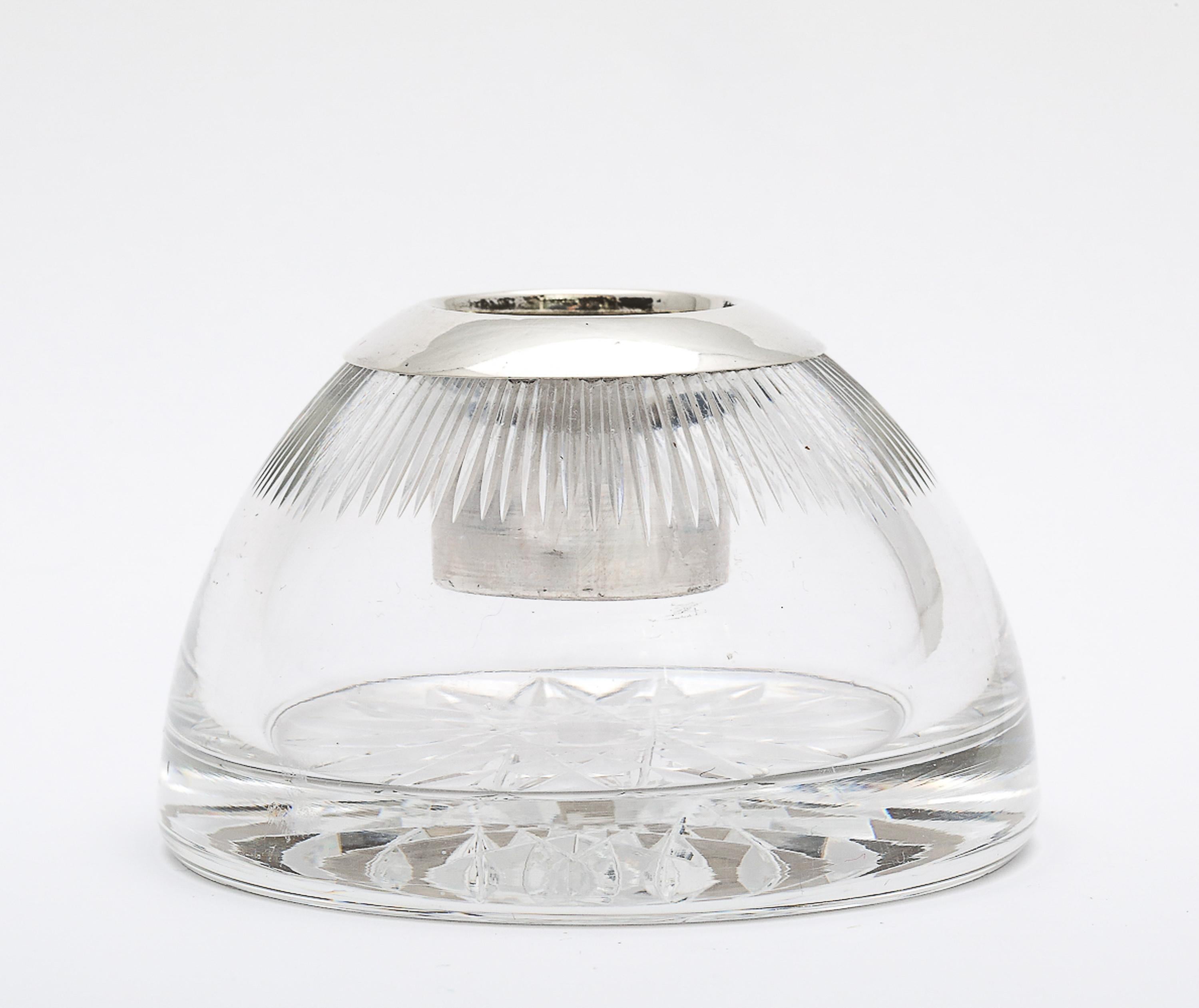 Victorian Period Unusual Sterling Silver-Mounted Cut Crystal Match Striker For Sale 9