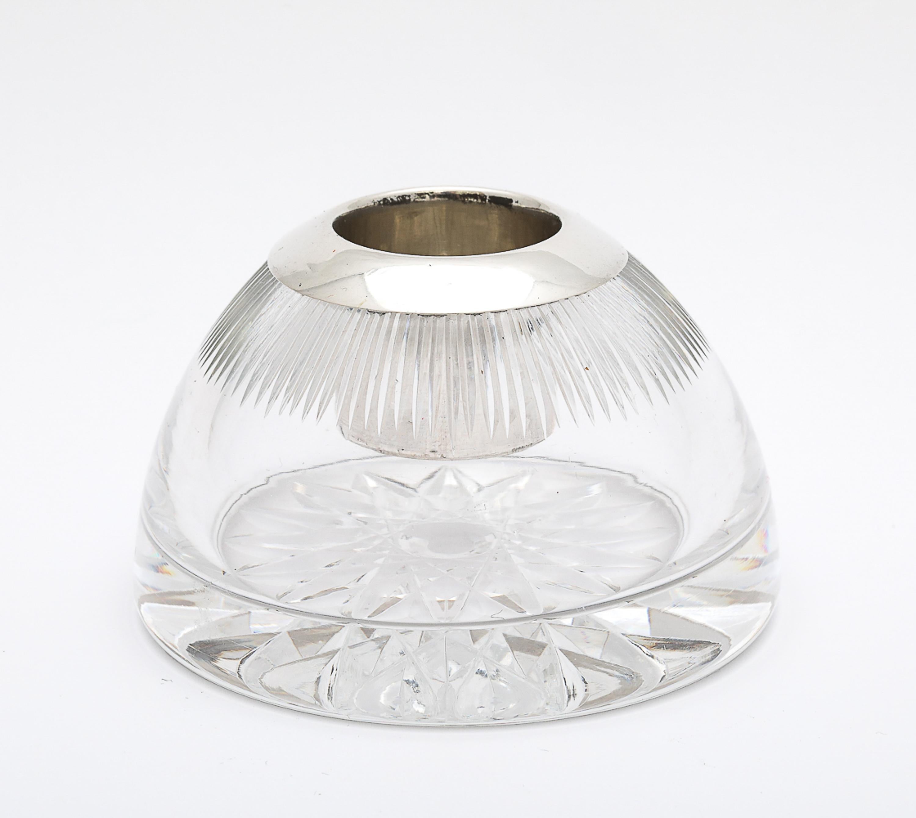Victorian Period Unusual Sterling Silver-Mounted Cut Crystal Match Striker For Sale 4