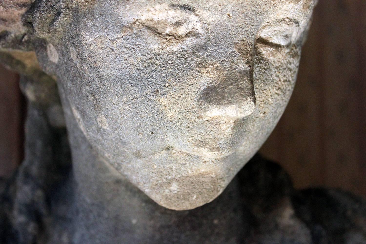 English Victorian Period Weathered Stone Bust of a Classical Female, circa 1880