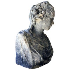 Antique Victorian Period Weathered Stone Bust of a Classical Female, circa 1880