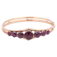Victorian Perpignan garnet bangle bracelet in 18k rose gold, French bangle