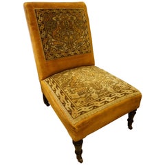 Victorian Persian Tribal Carpet Fire Slipper Low Chair