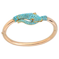 Bracelet serpent persan victorien en turquoise et rubis