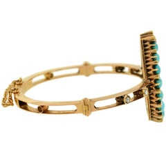 Victorian Persian Turquoise Diamond Horseshoe Bracelet
