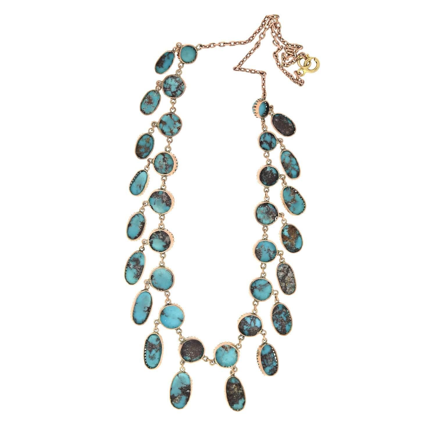 Cabochon Collana vittoriana con festone in turchese persiano A Link in vendita