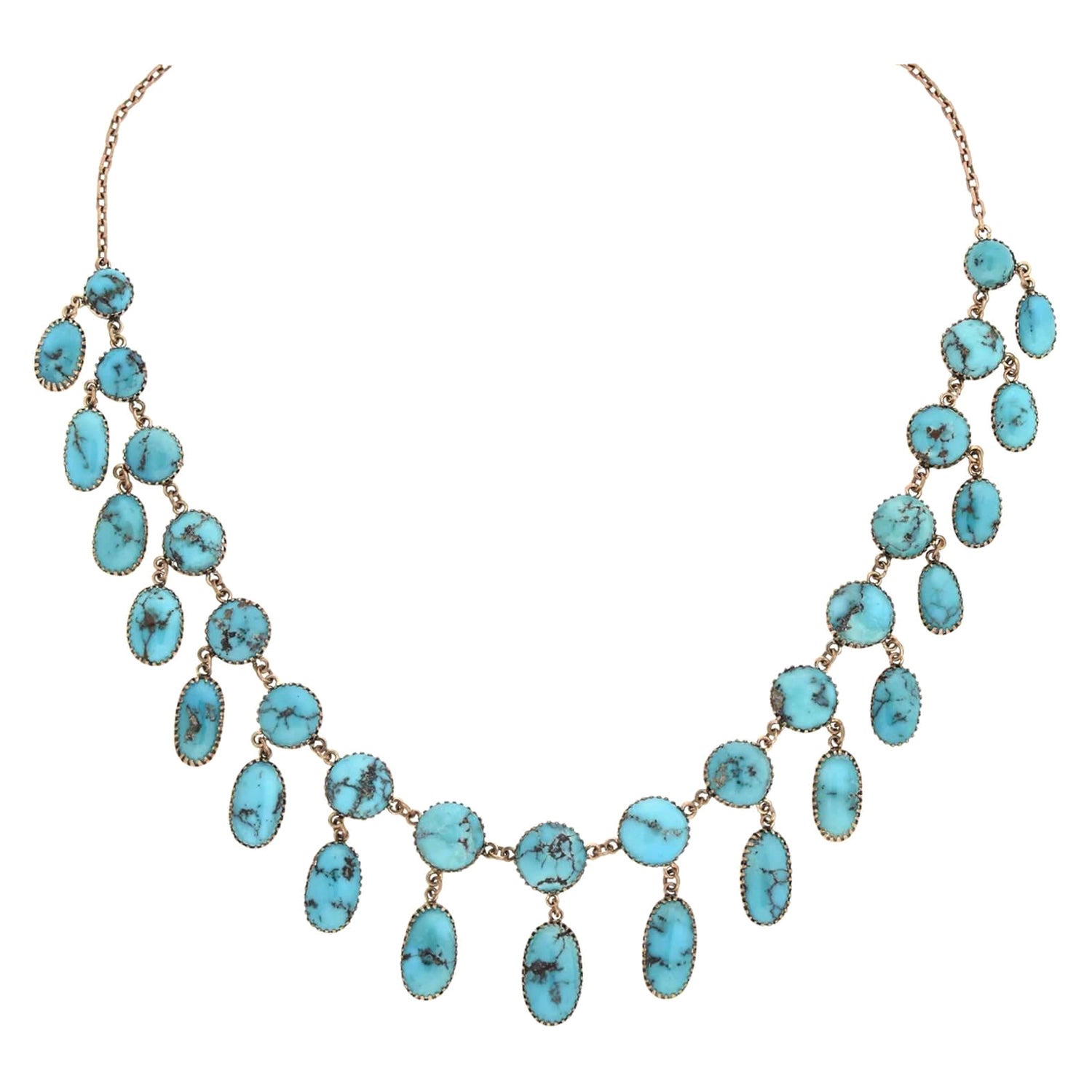 Victorian Persian Turquoise Festoon Link Necklace