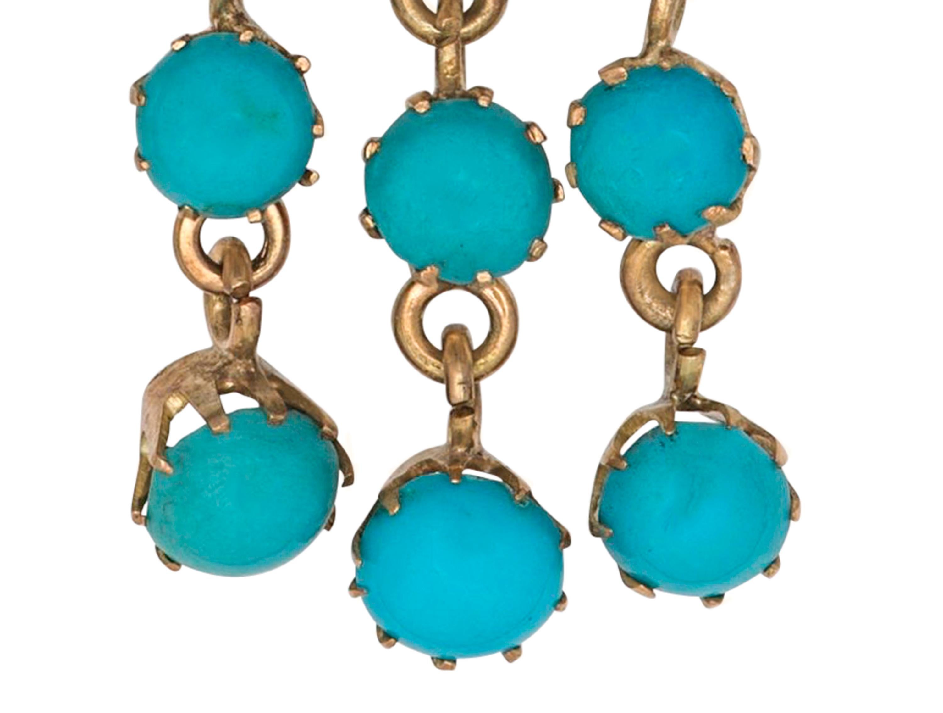 Women's Victorian Persian Turquoise Gold Earrings