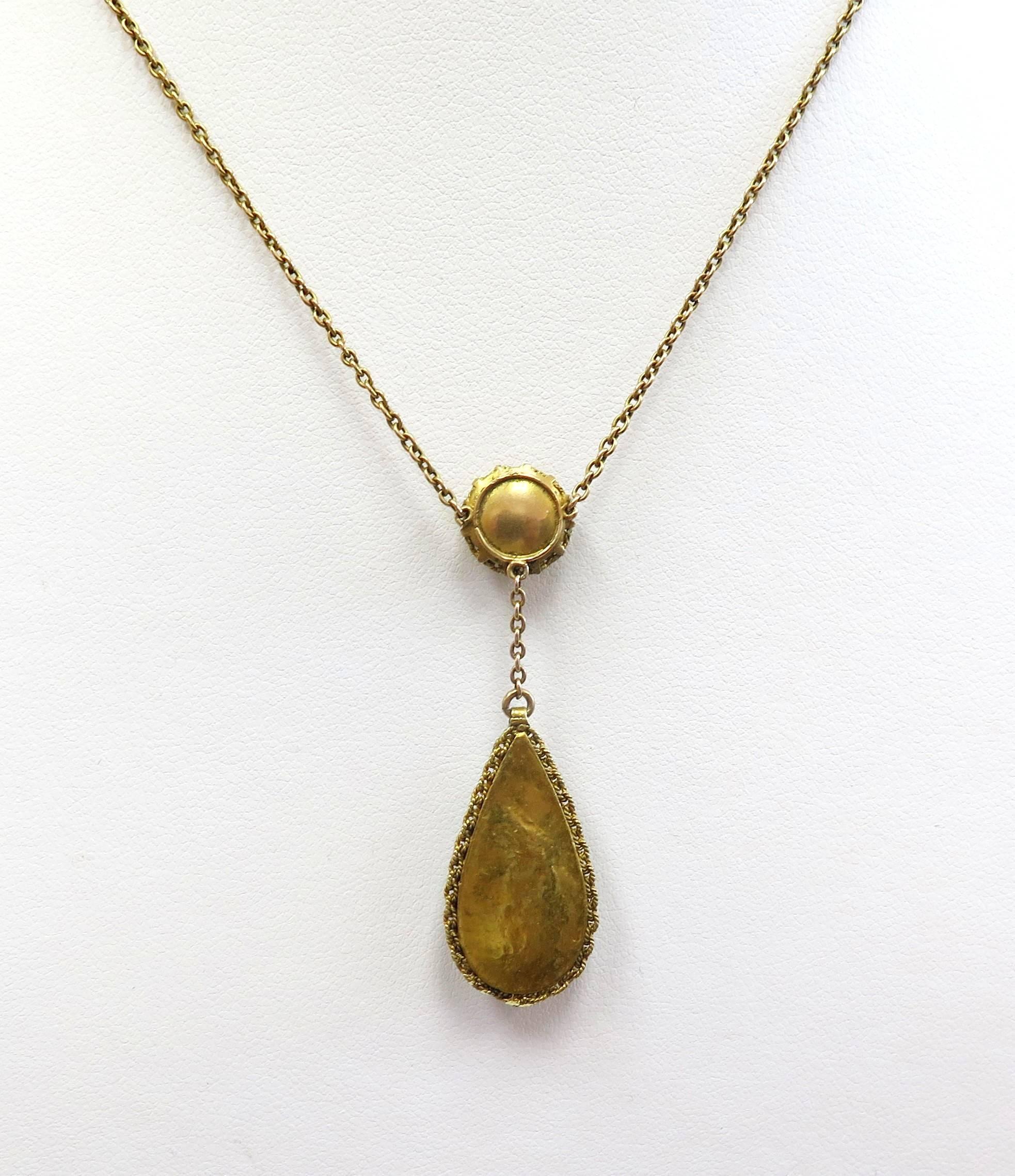 Women's Victorian Persian Turquoise Necklace, 14 Karat Yellow Gold