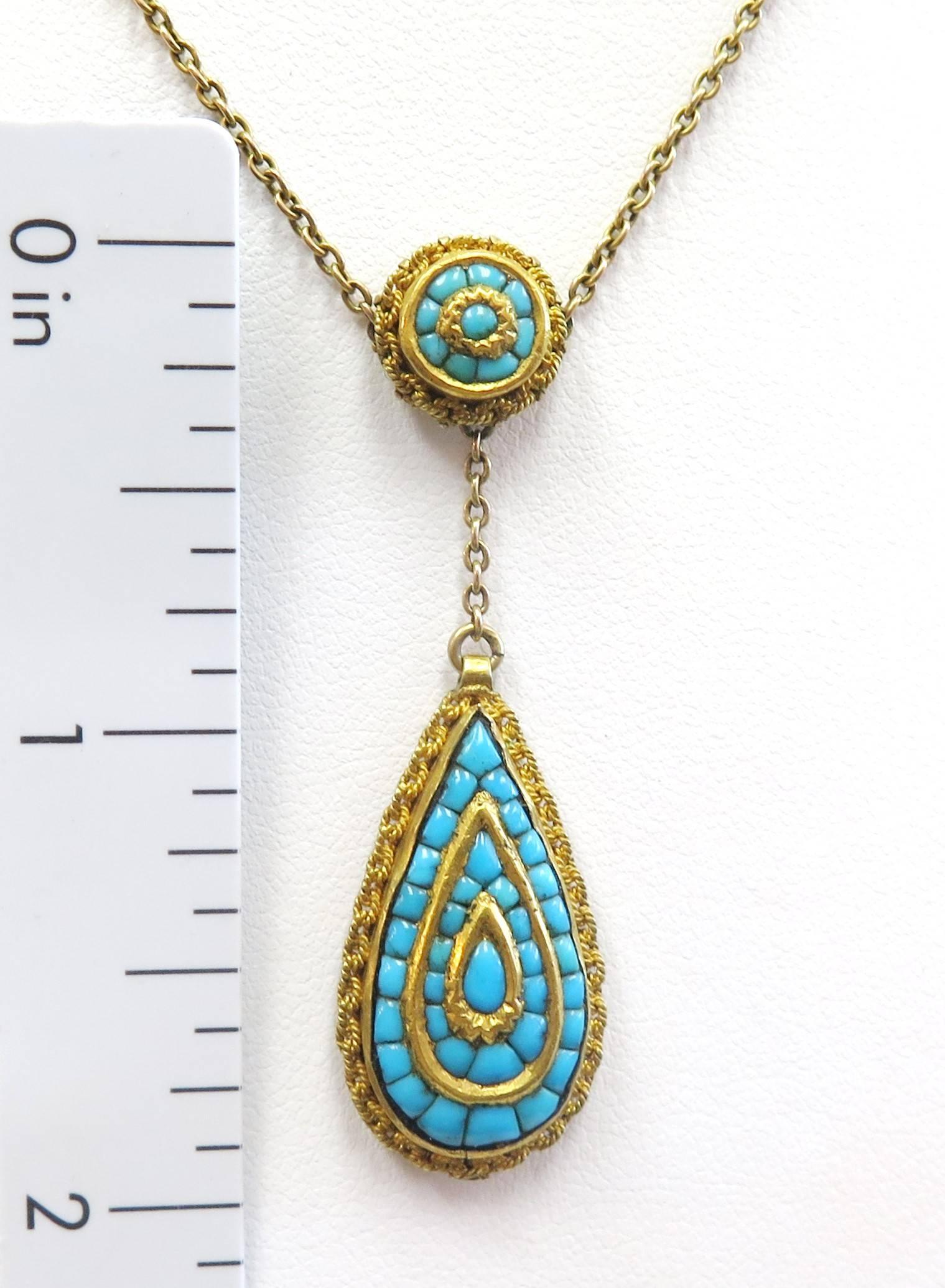 Victorian Persian Turquoise Necklace, 14 Karat Yellow Gold 1