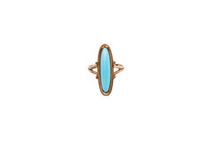 Victorian Persian Turquoise Petite Pinky Ring by Ostby & Barton in 10 Karat Gold