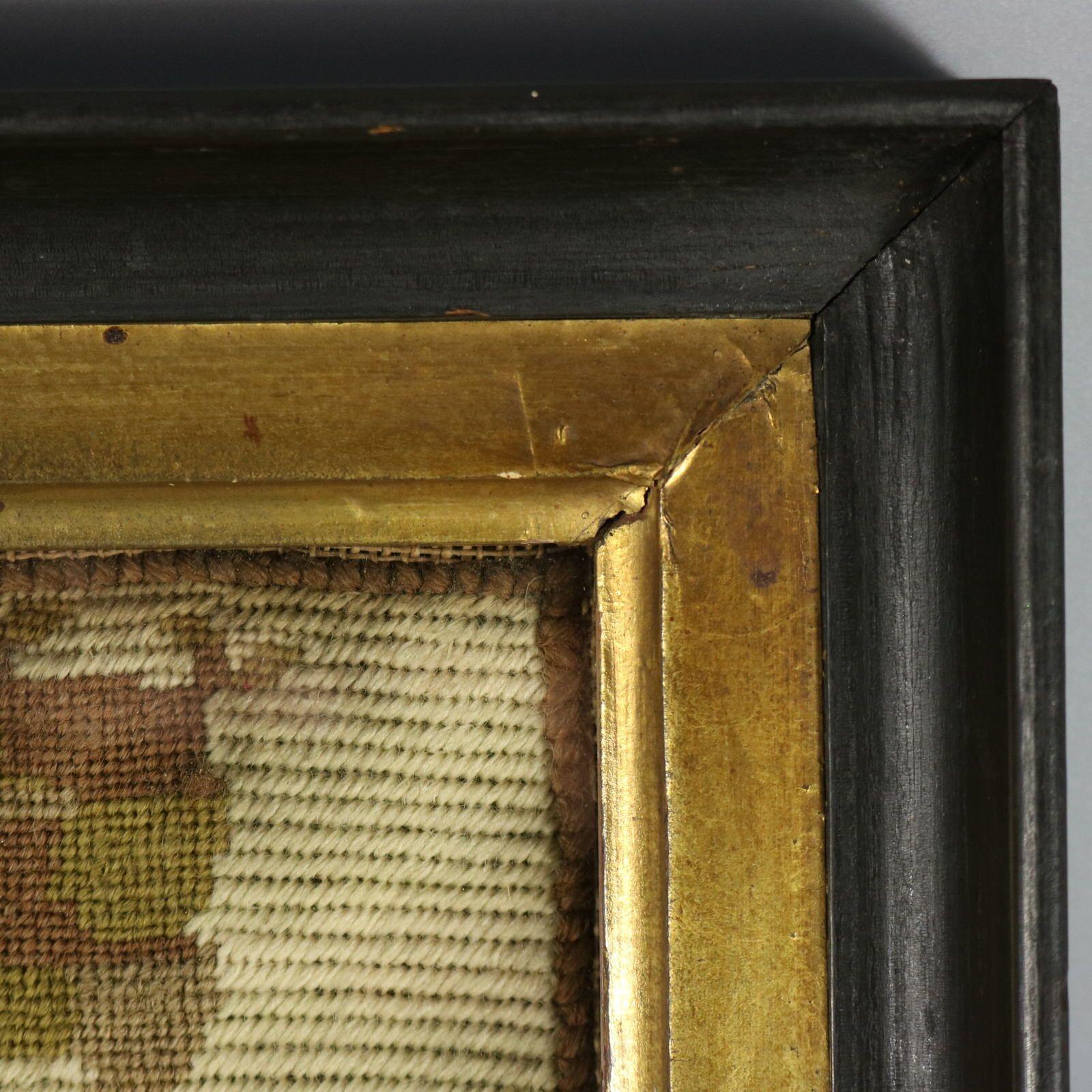 Broderie victorienne au petit point d'un berger avec des moutons en vente 1