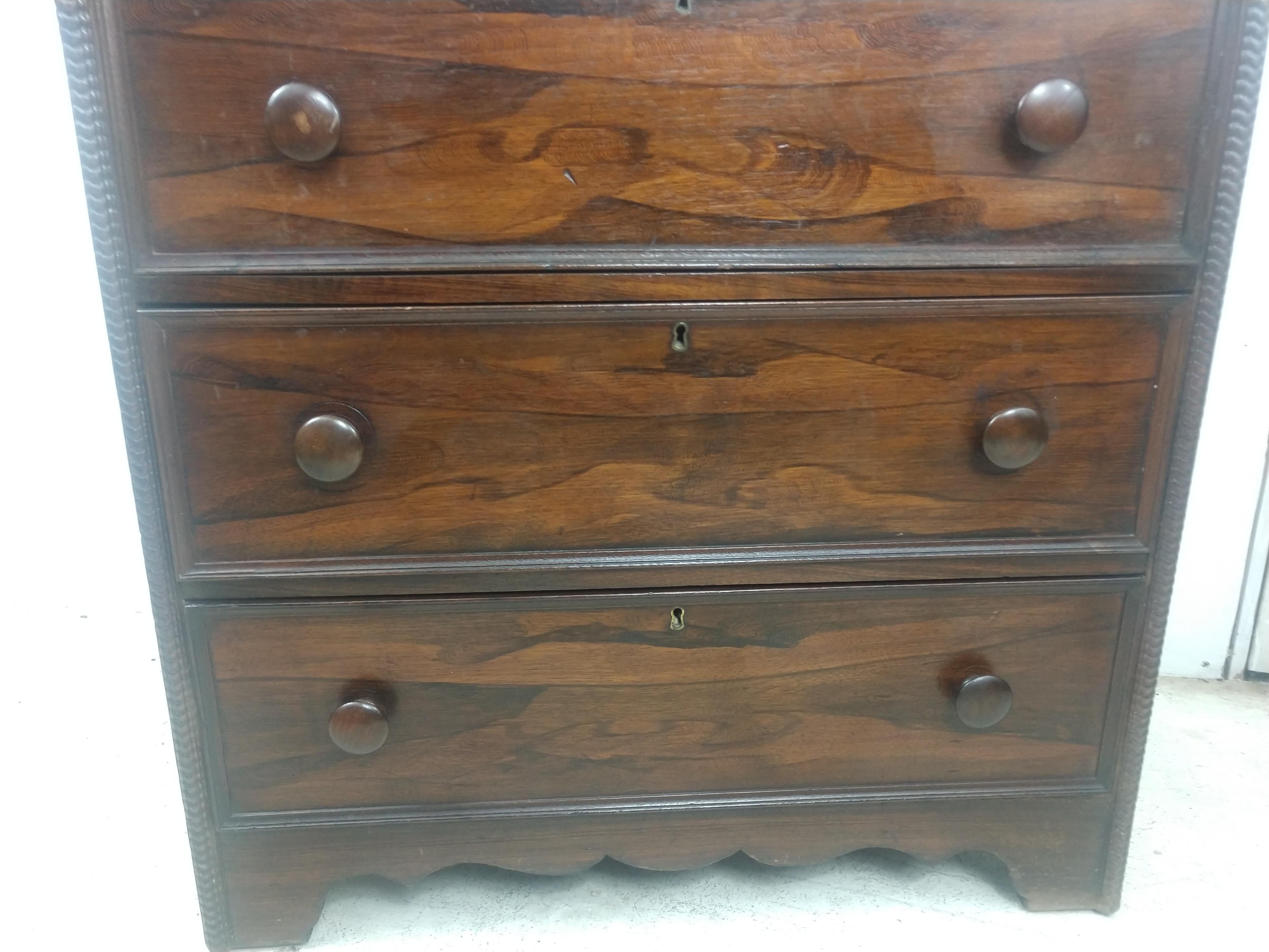 Mid-19th Century Victorian Petite Rosewood Commode 3 Drawer Dresser