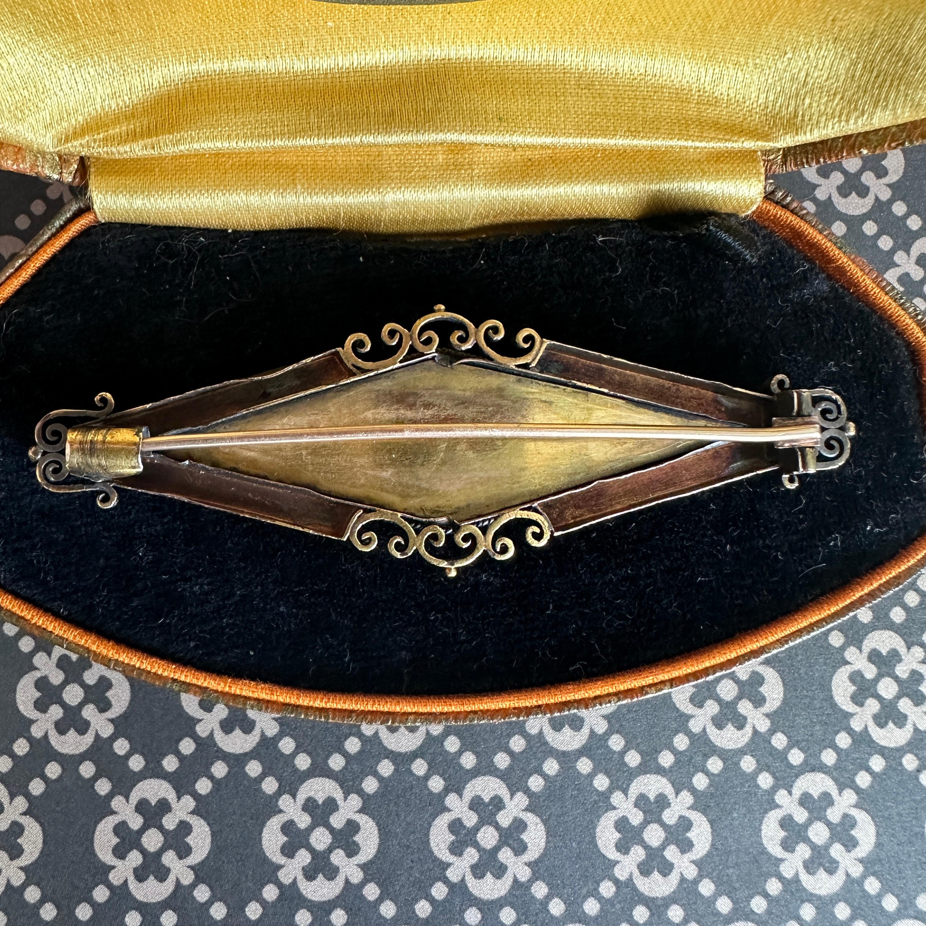Victorian Phoenix Bird Micro Mosaic 14k Gold Brooch For Sale 13