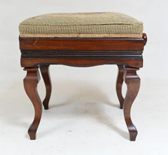 Victorian Piano Stool Adjustable Height Seat Tapestry
