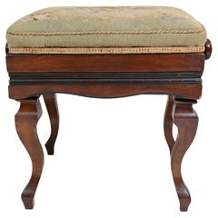 Victorian Piano Stool Adjustable Height Seat Tapestry
