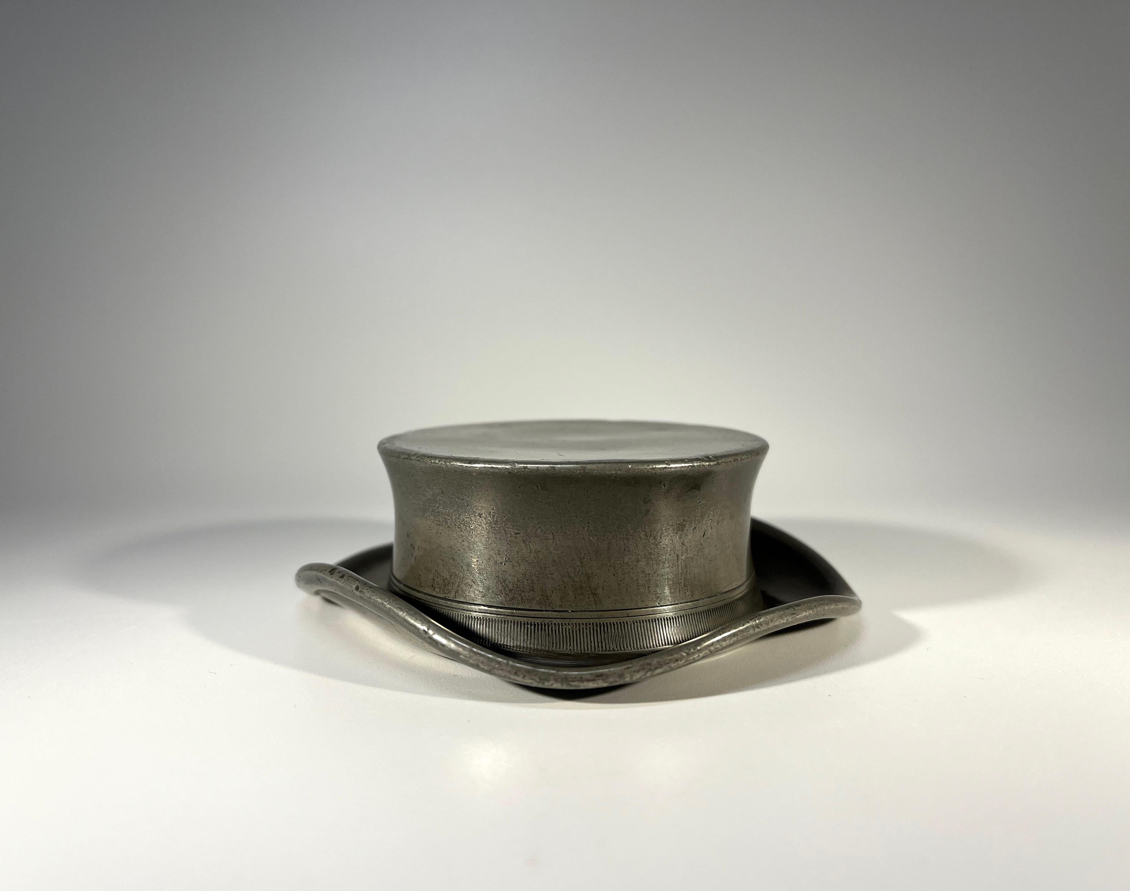 Mid-Century Modern Victorian Pickwickian Hat, Pewter Paperweight Desk Ornament