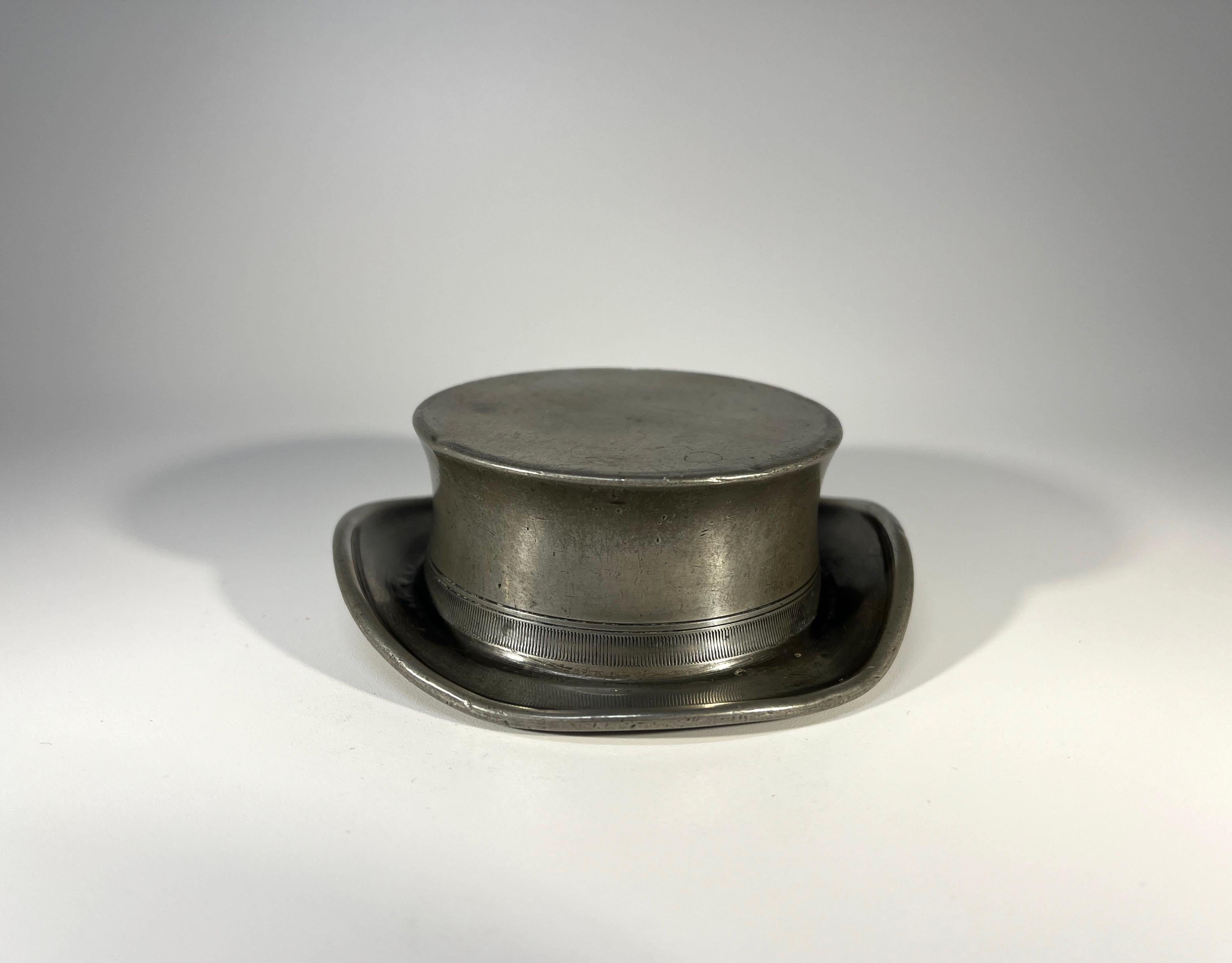 English Victorian Pickwickian Hat, Pewter Paperweight Desk Ornament