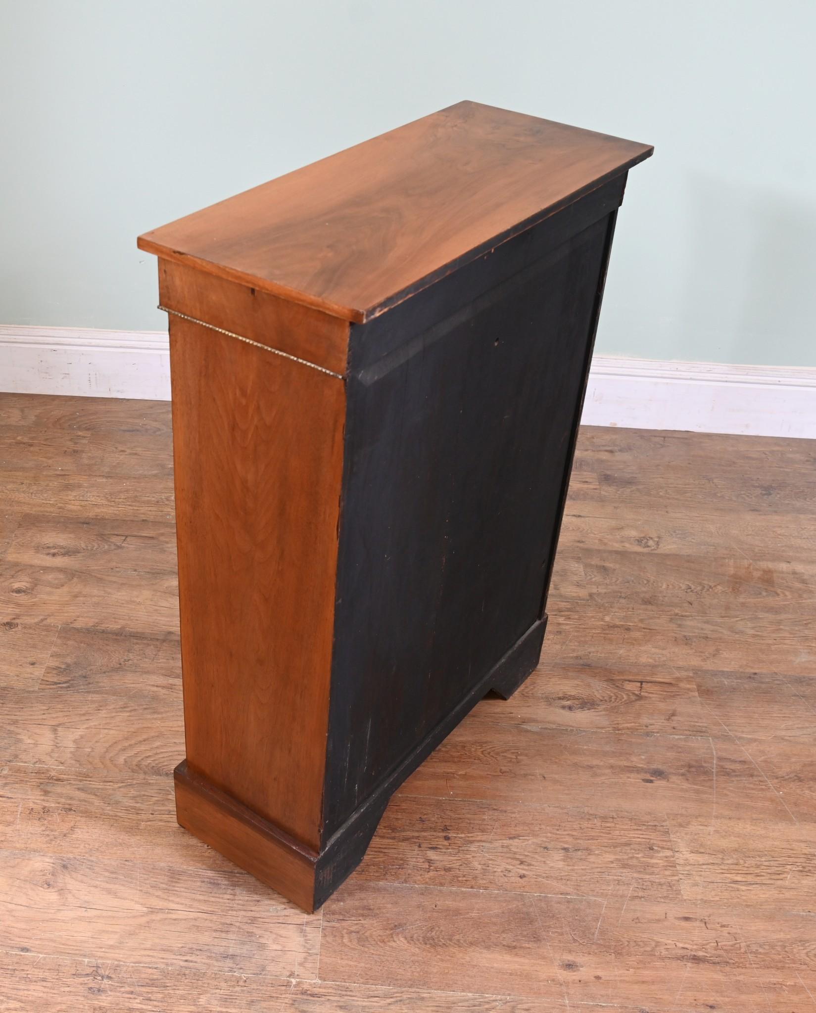 Useful sized Victorian pier cabinet in burr walnut with inlays and ormolu fittings
Circa 1880
Glass fronted door opens up to reveal three shelves
Love the light colour to the walnut which has a lovely patina
Bought from a private house sale in