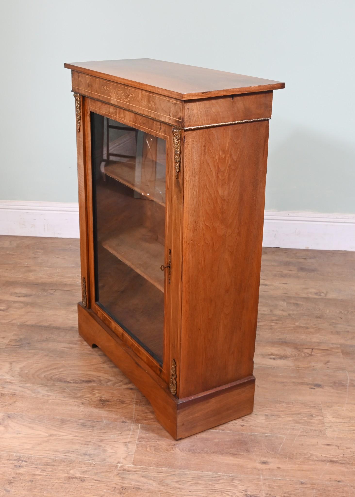 Late 19th Century Victorian Pier Cabinet Burr Walnut Display 1880 For Sale