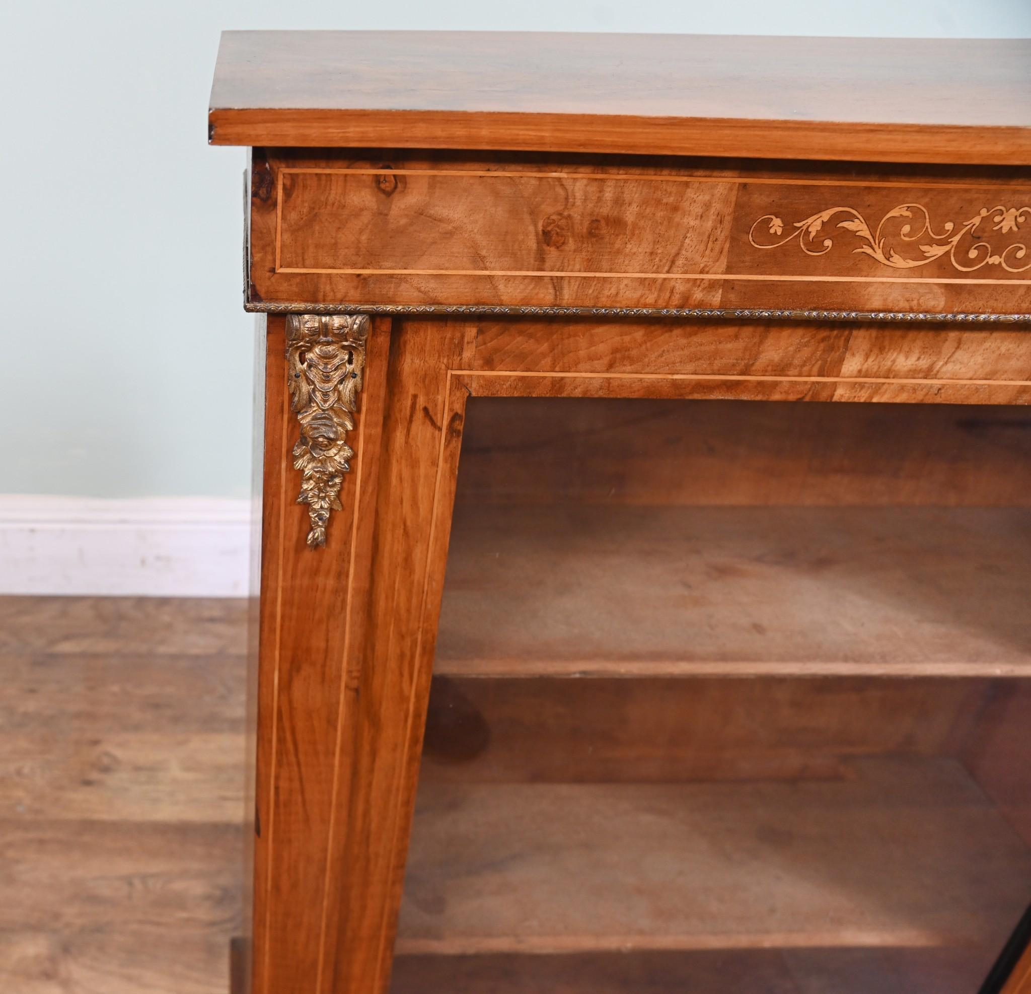 Victorian Pier Cabinet Burr Walnut Display 1880 For Sale 1