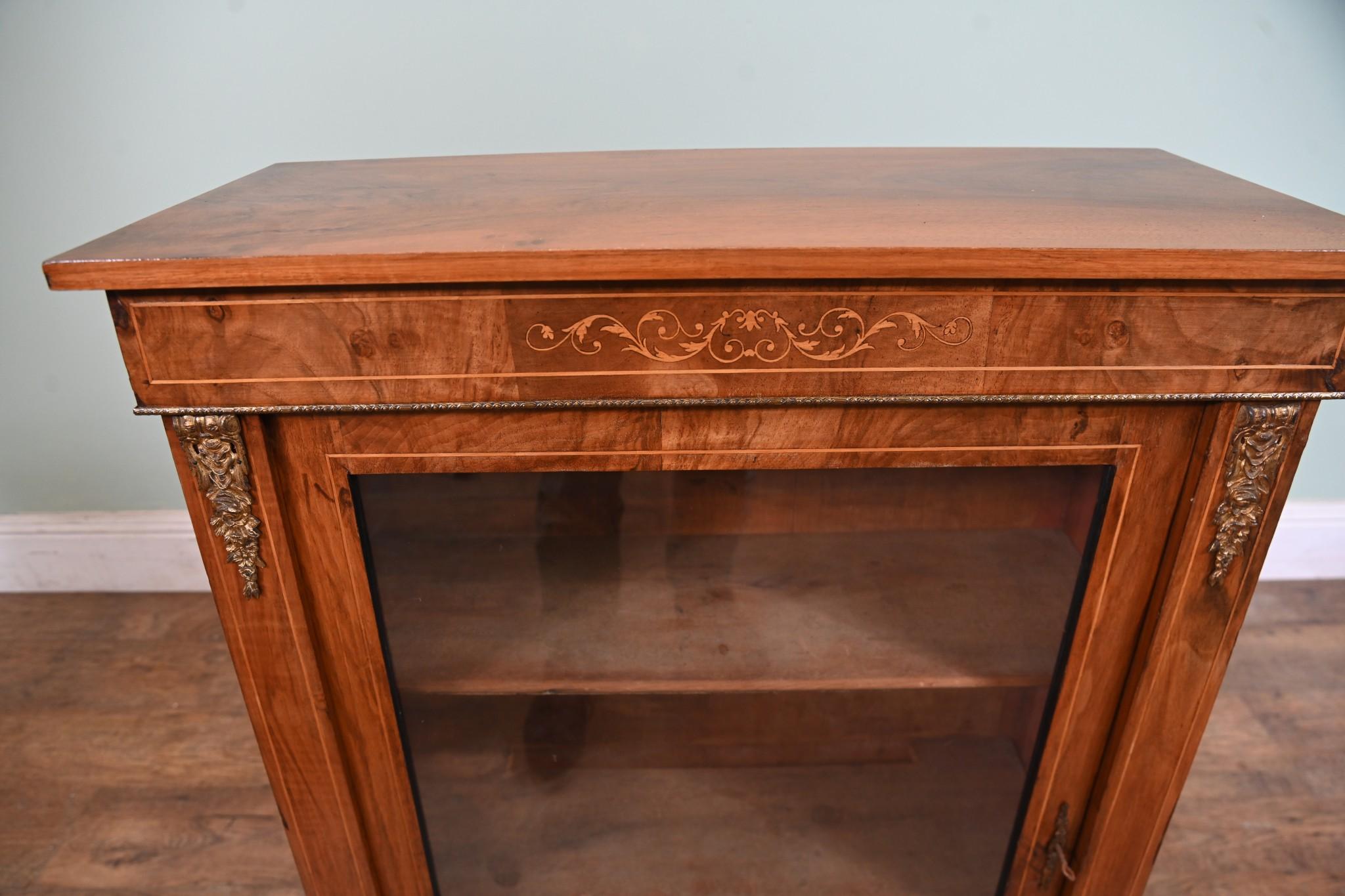 Victorian Pier Cabinet Burr Walnut Display 1880 For Sale 2