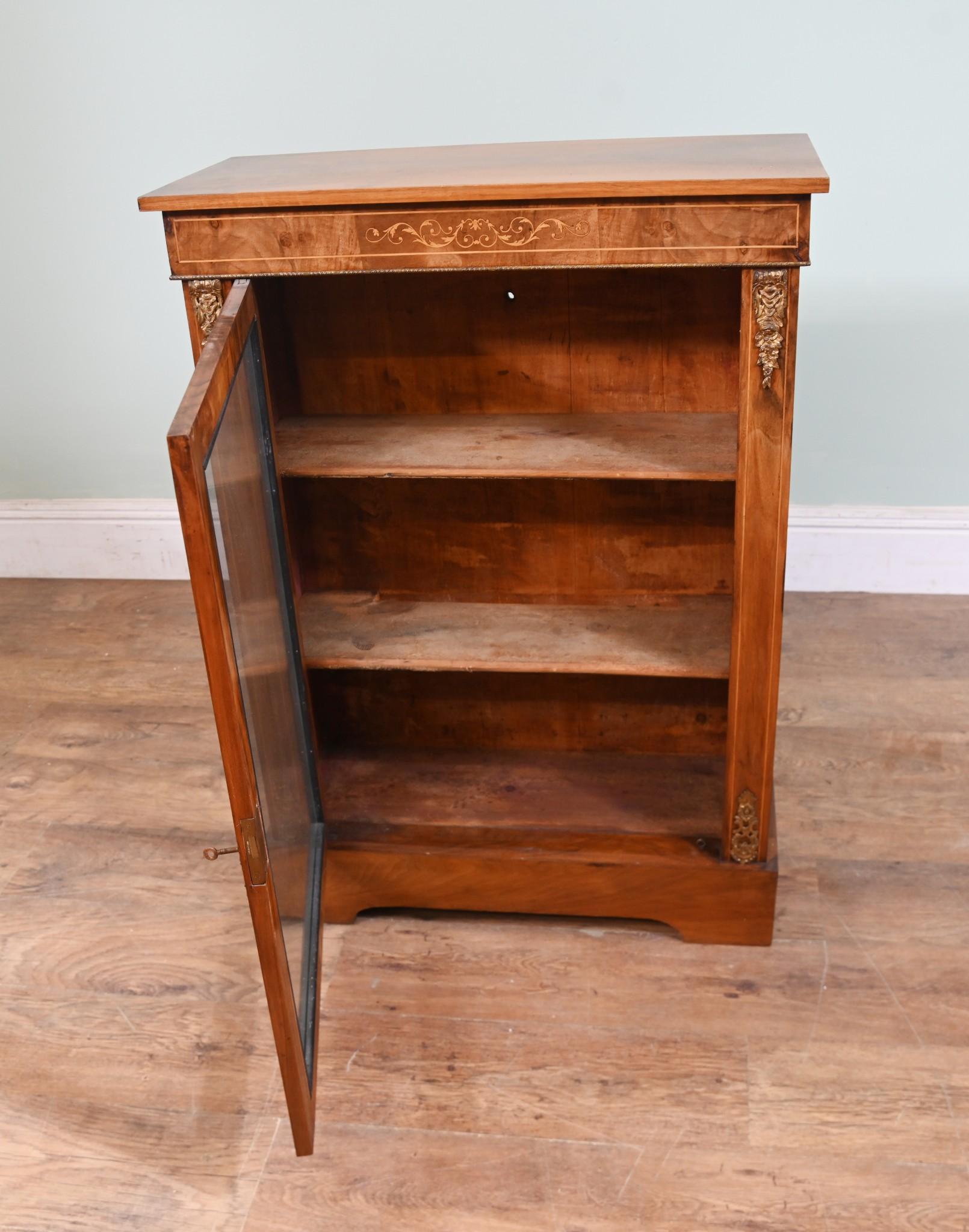 Victorian Pier Cabinet Burr Walnut Display 1880 For Sale 3