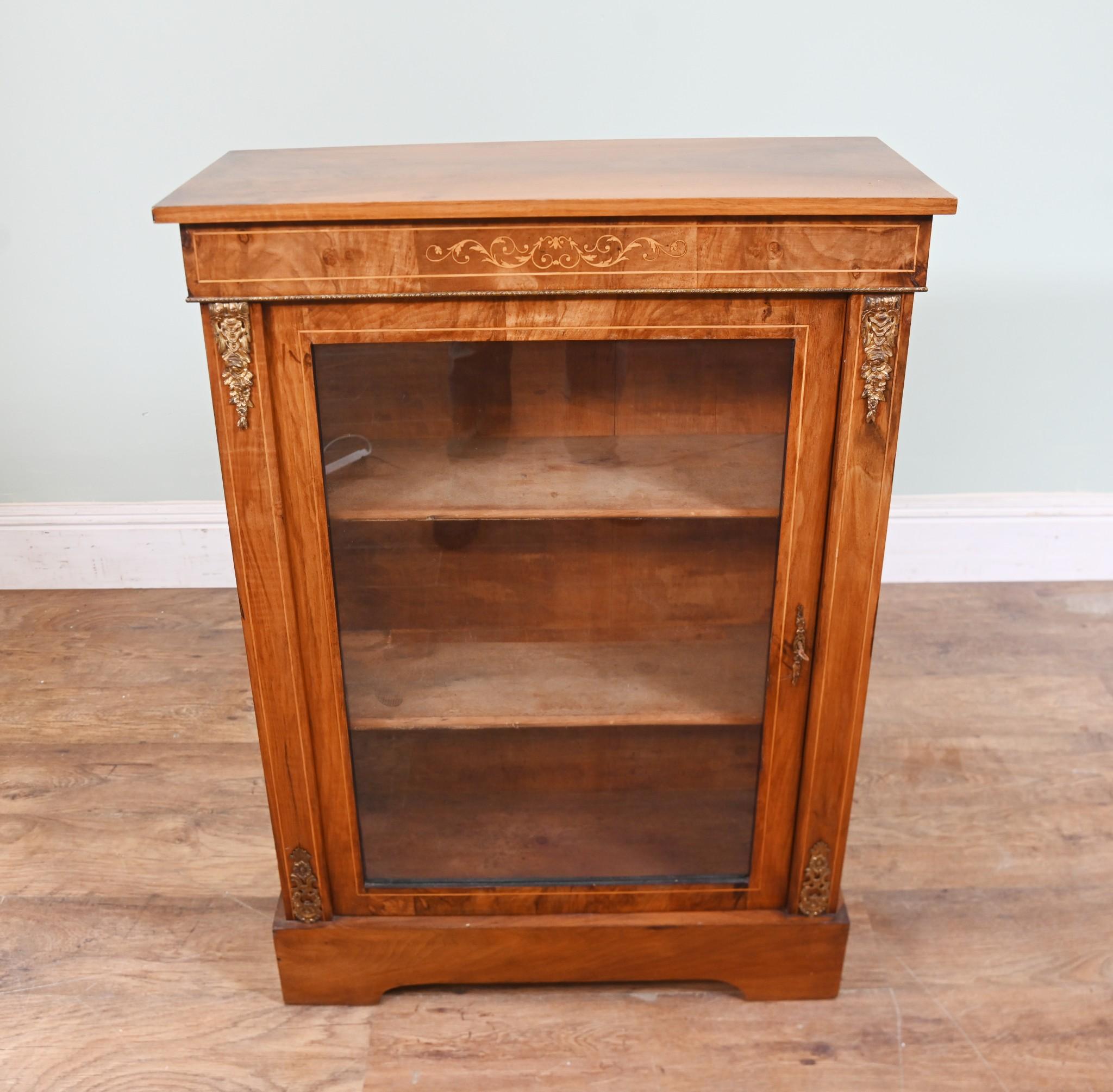 Victorian Pier Cabinet Burr Walnut Display 1880 For Sale 4