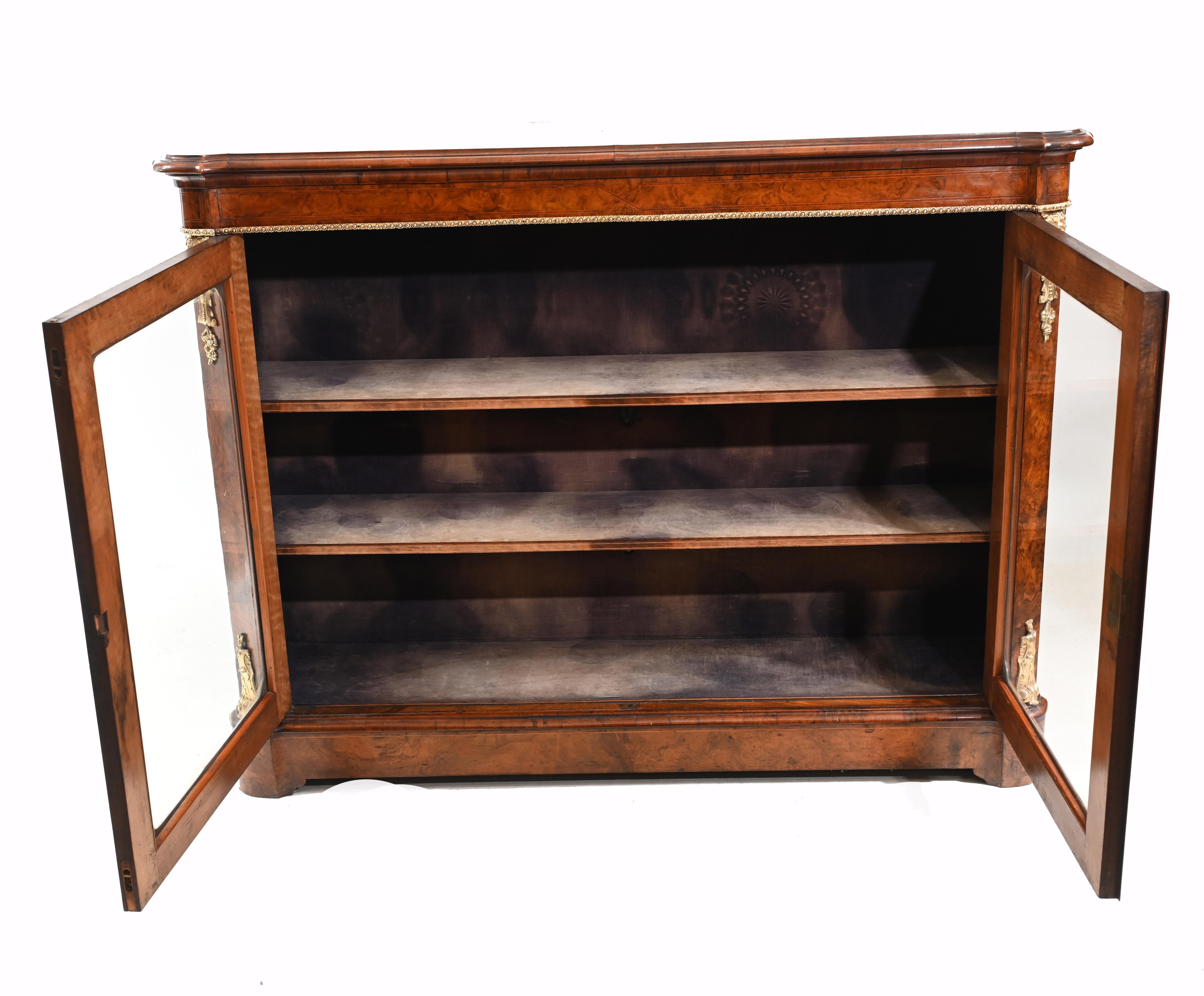 Mid-19th Century Victorian Pier Cabinet Display Walnut Chest 1860  For Sale