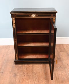 Victorian Pier Cabinet Ebonised Display Sevres Plaques 1880