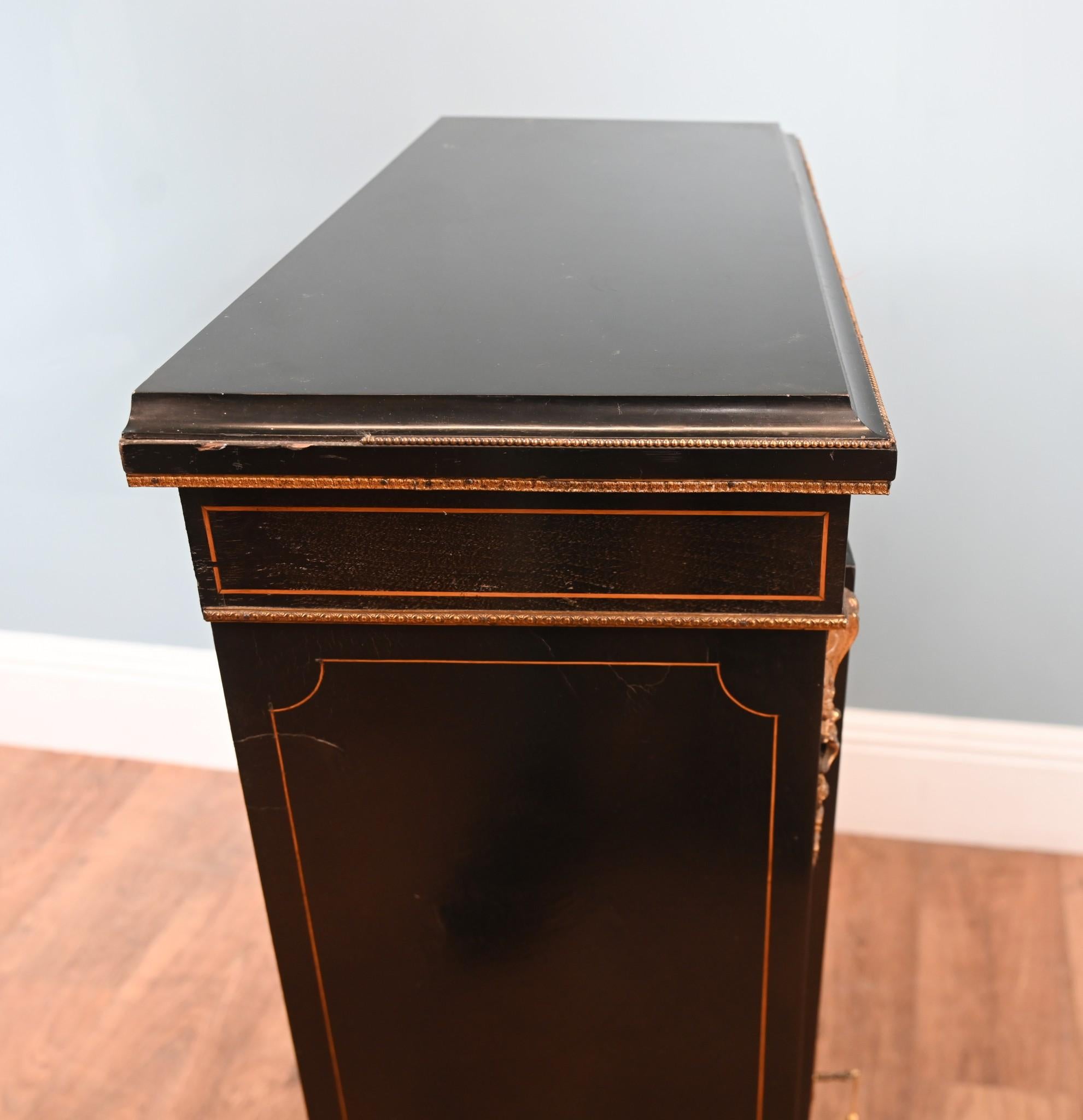 Boxwood Victorian Pier Cabinet Ebonised Display Sevres Plaques 1880 For Sale