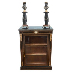 Muelle Victoriano Gabinete Ebonizado Pantalla Sevres Placas 1880