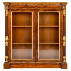 viktorianischer Pfeilerschrank aus Olivenholz, 1850