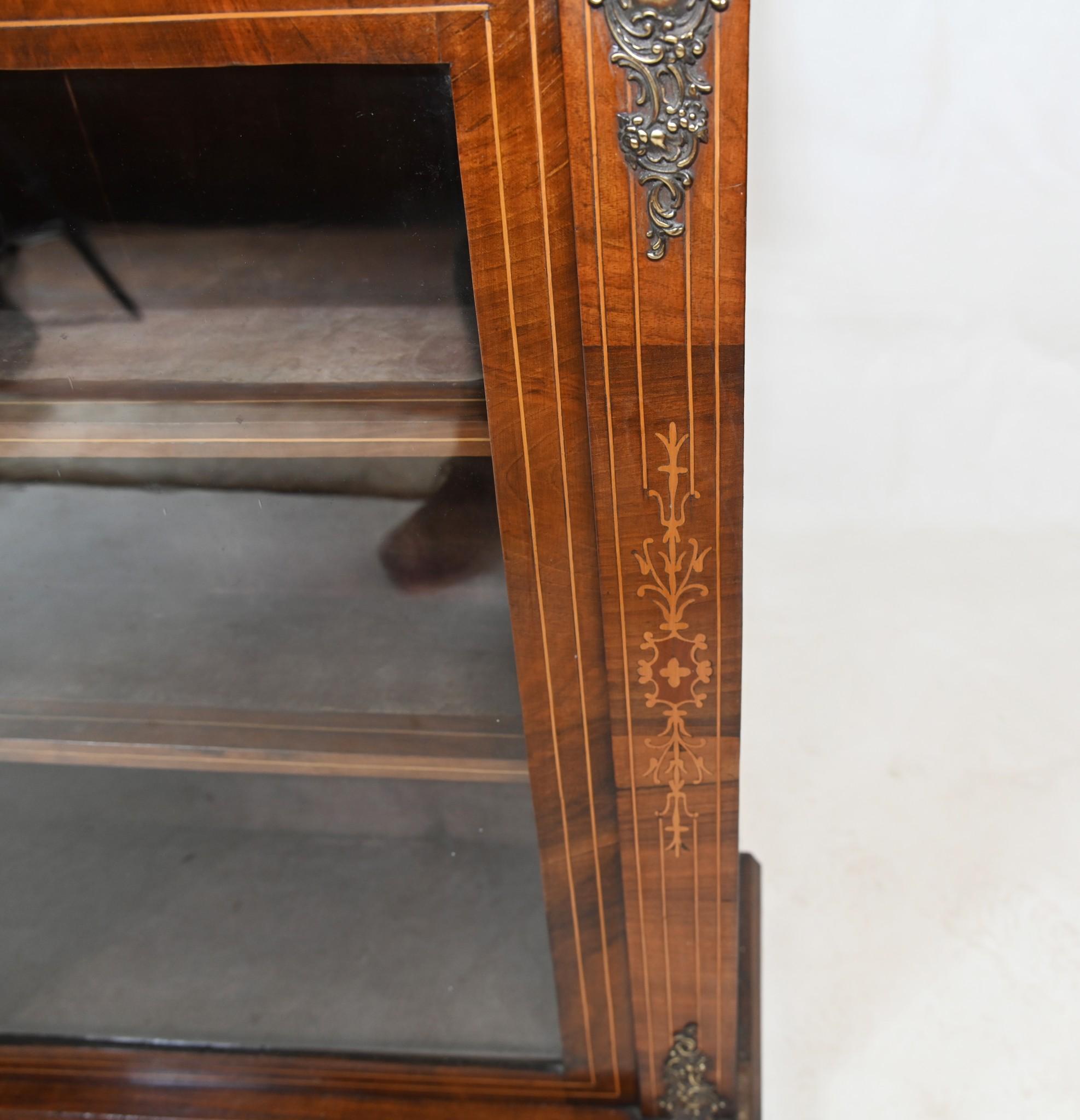 Victorian Pier Cabinet Walnut Inlay Display Chest Inlaid 1880 For Sale 5