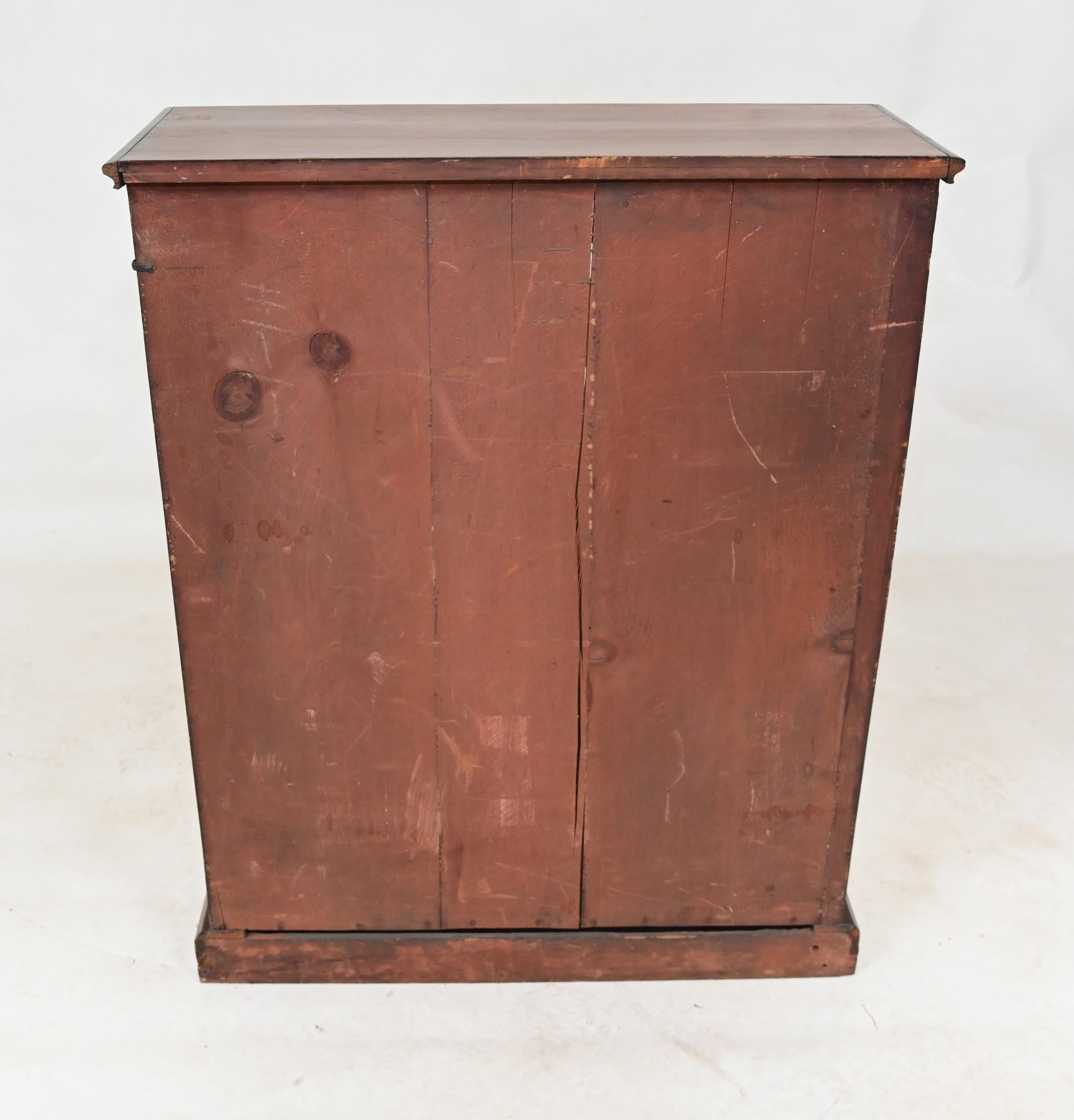 Late 19th Century Victorian Pier Cabinet Walnut Inlay Display Chest Inlaid 1880 For Sale