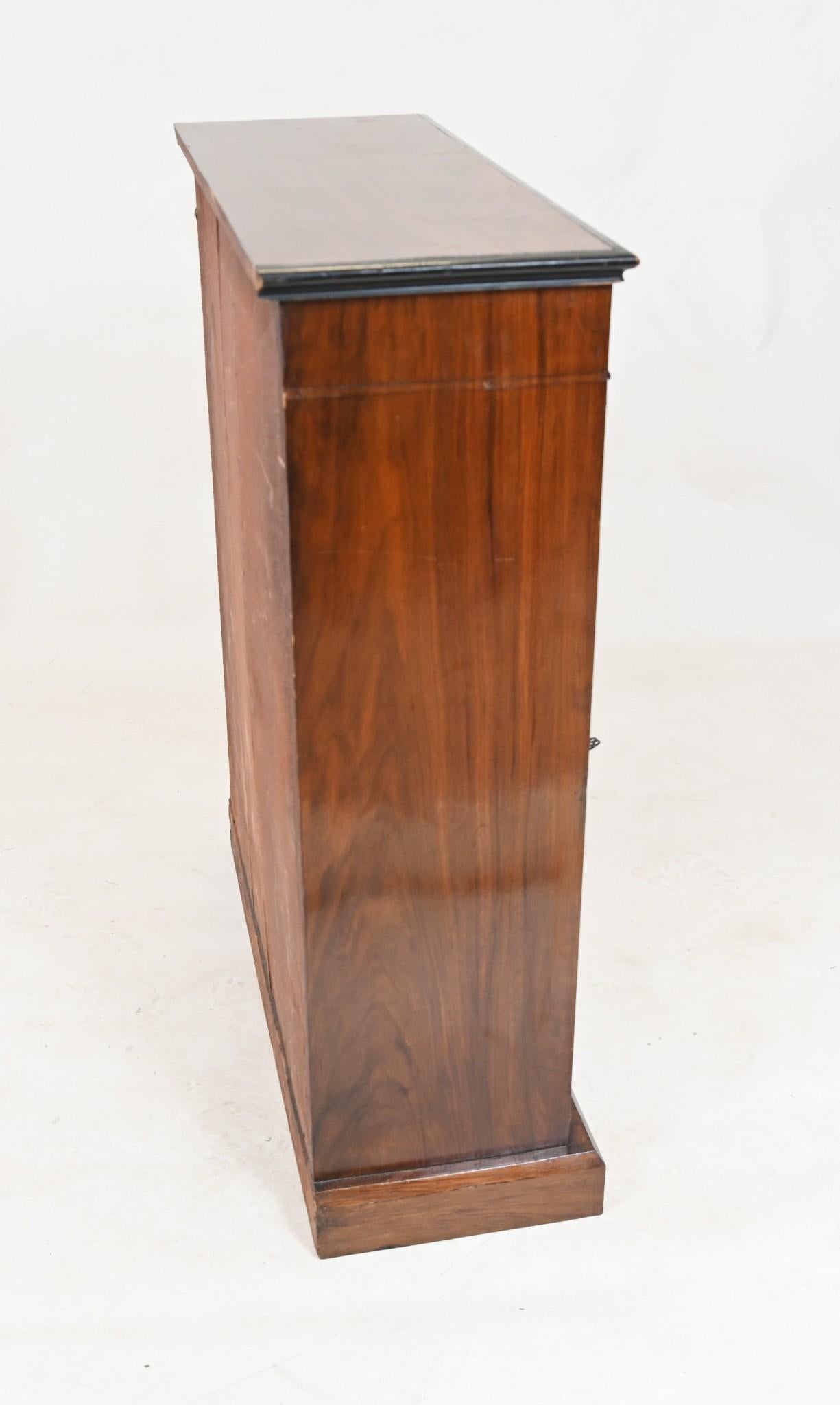 Glass Victorian Pier Cabinet Walnut Inlay Display Chest Inlaid 1880 For Sale