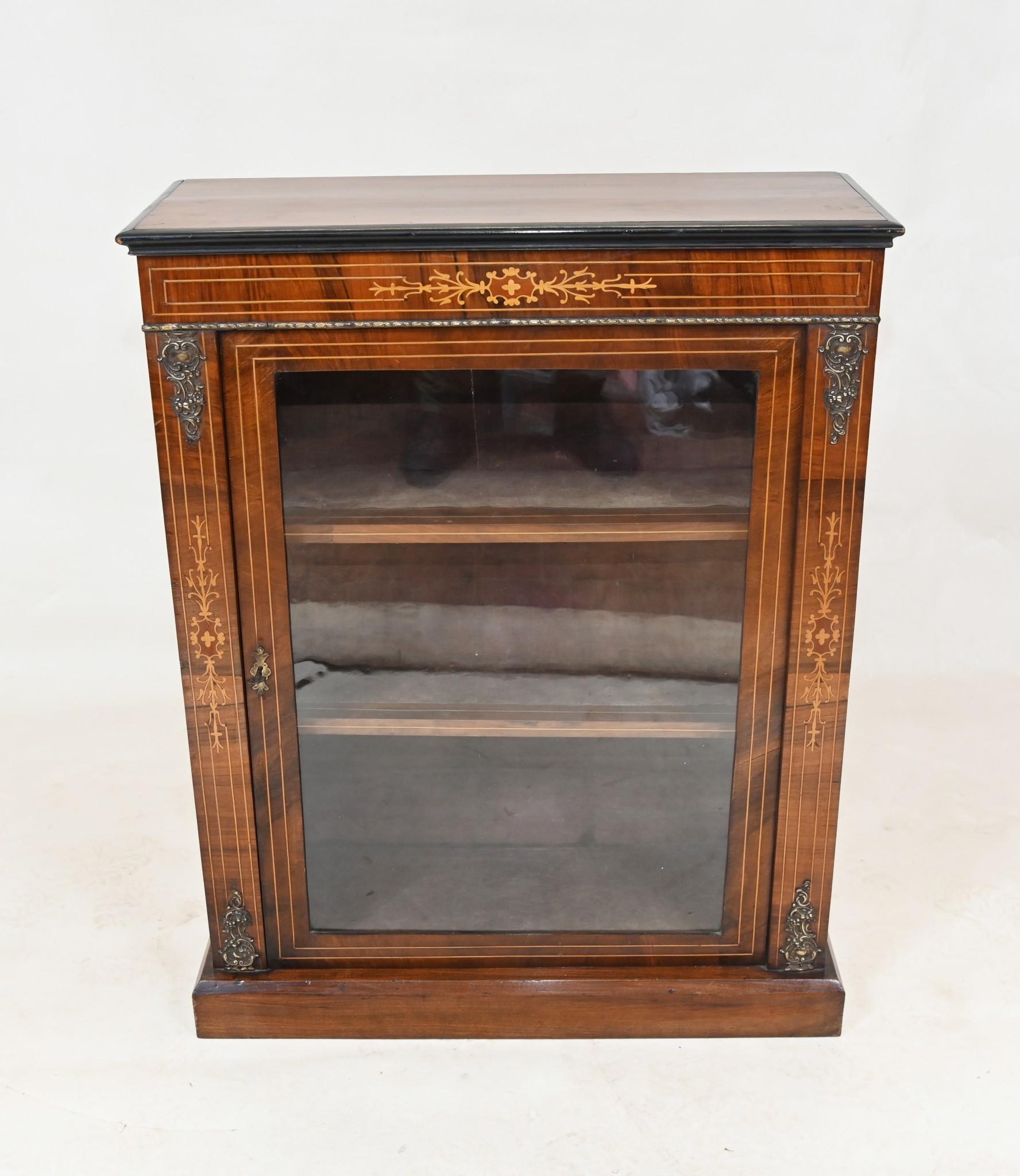 Victorian Pier Cabinet Walnut Inlay Display Chest Inlaid 1880 For Sale 3