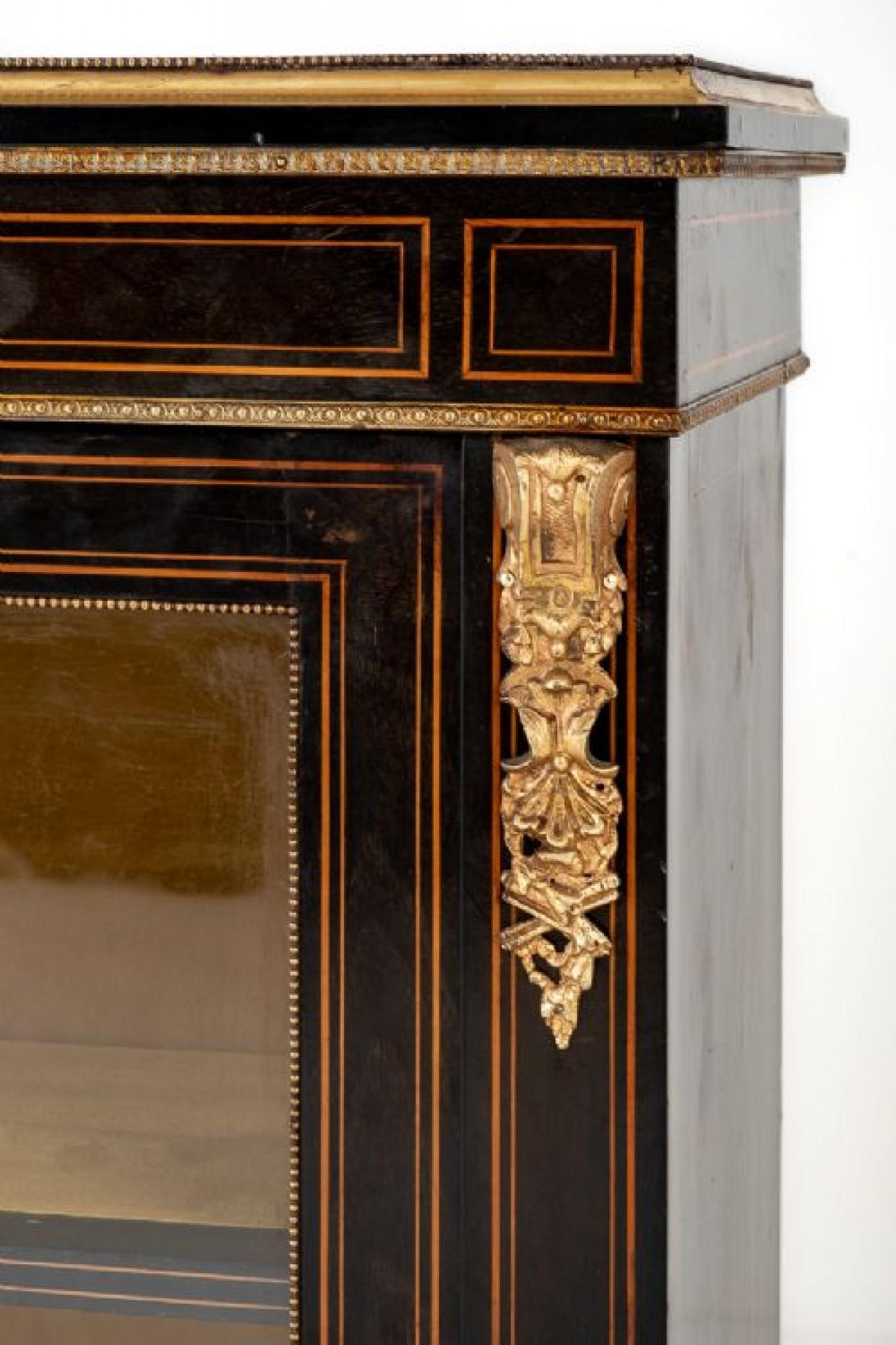 Late 19th Century Victorian Pier Cabinets Ebonized Display, 1890 For Sale