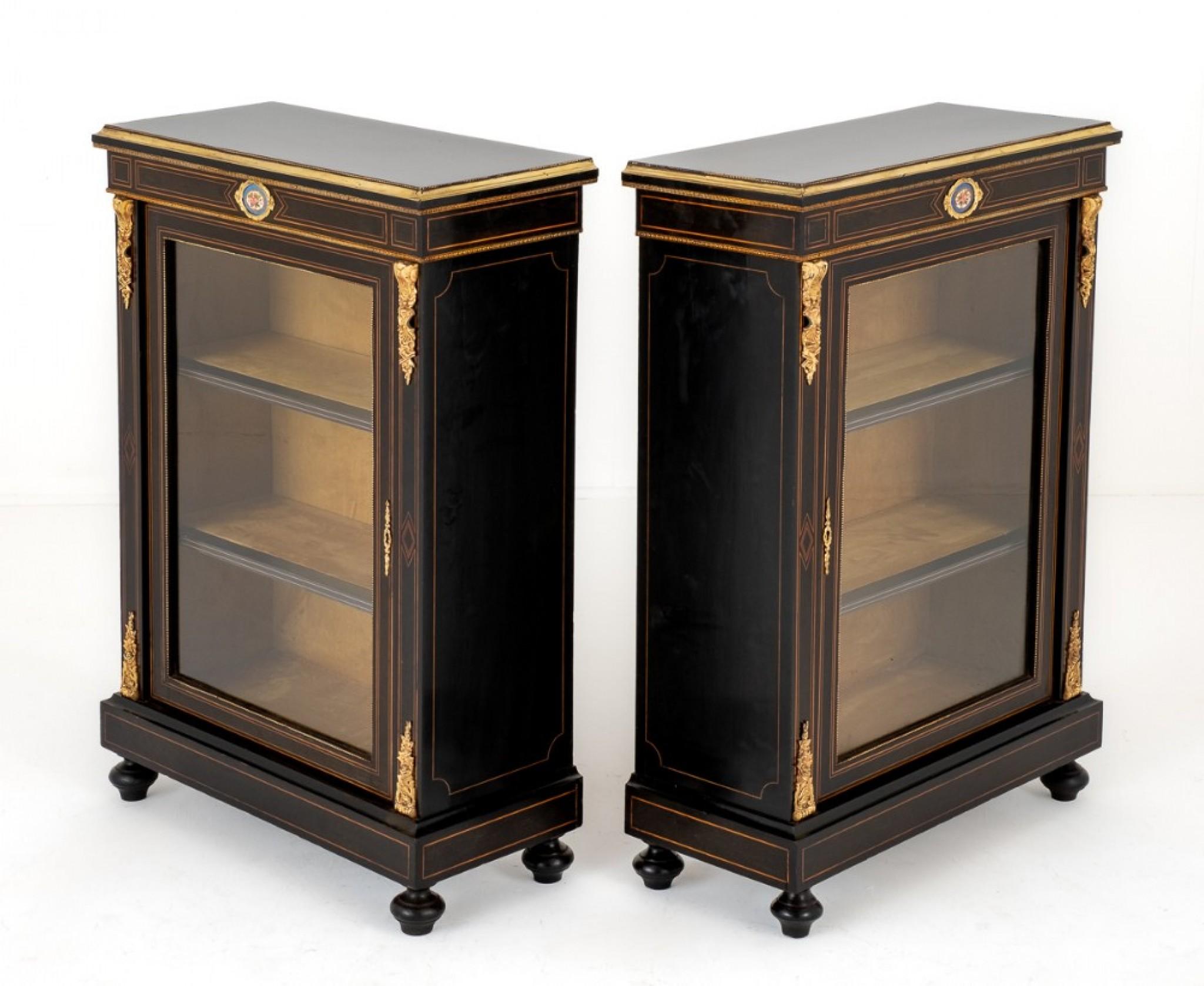 Other Victorian Pier Cabinets Ebonized Display, 1890 For Sale