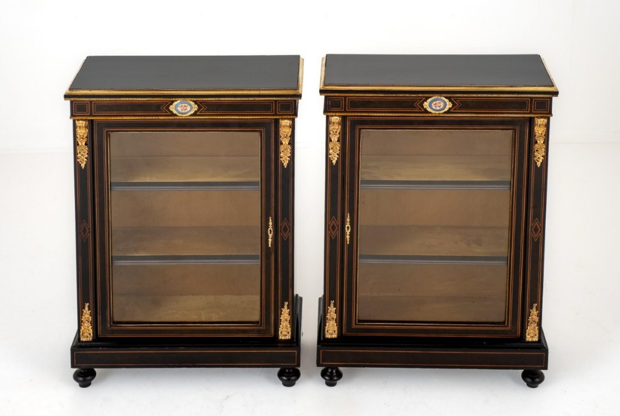 Victorian Pier Cabinets Ebonized Display, 1890 For Sale 1